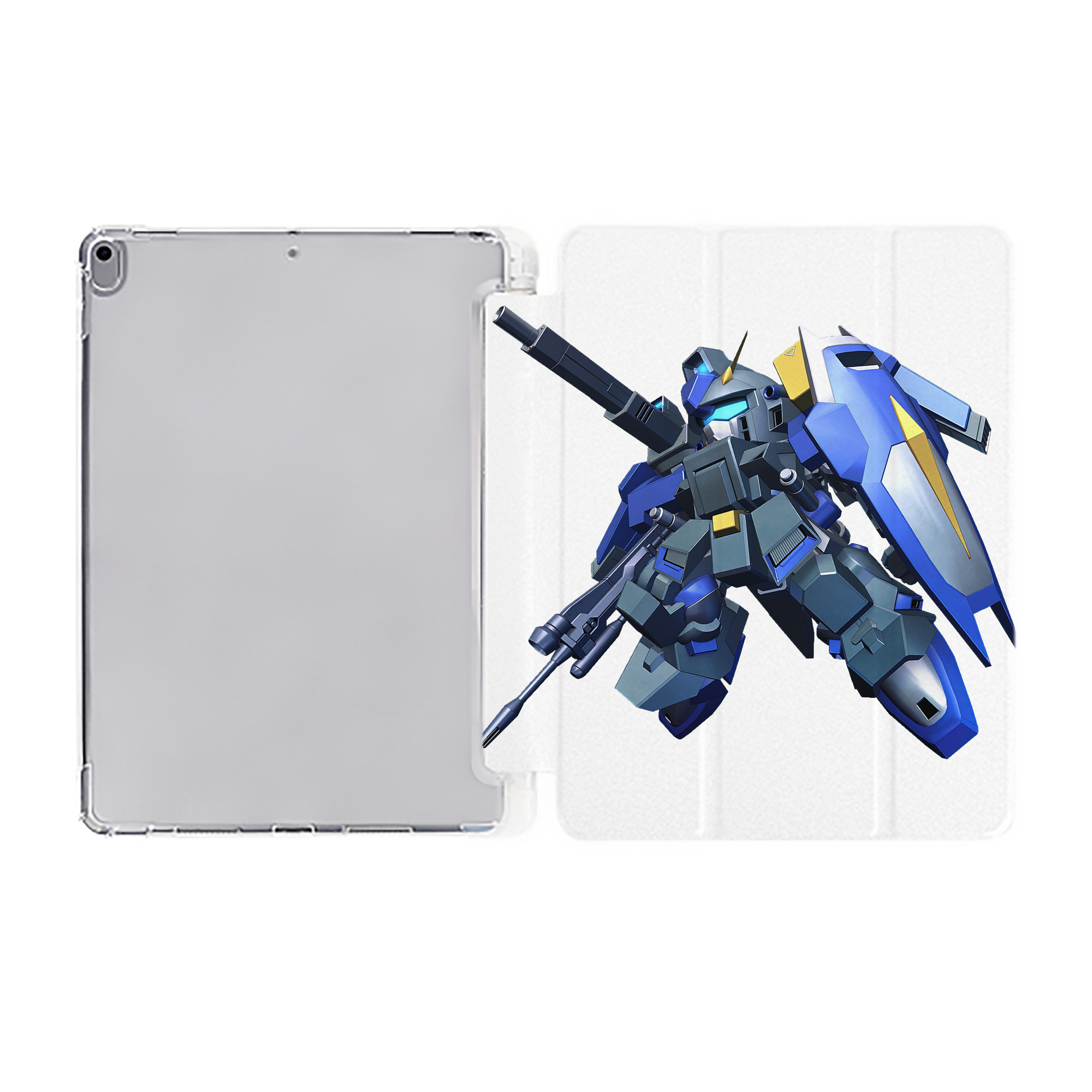 （画像用） 機動戦士ガンダム Mobile Suit Gundam IPad ケース ペン収納付き 三つ折りスタンド PUレザー×シリコン 対応機種9.5/10.5/10.9インチ